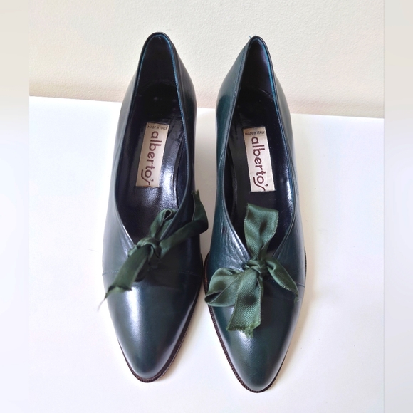Dark Green Alberto's Leather Heels 7.5 - Picture 2 of 5